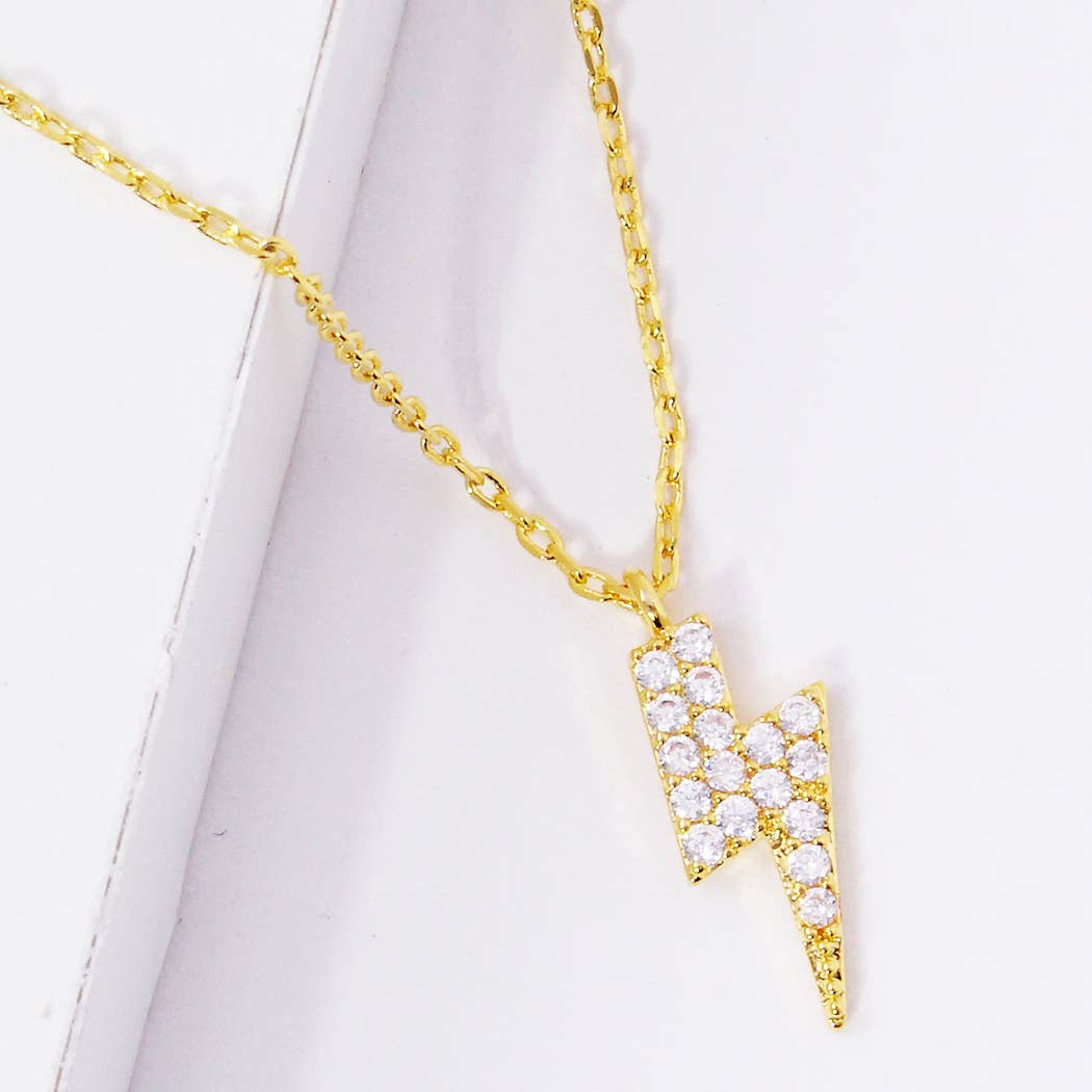 CZ Gold-Dipped Light Bolt Necklace