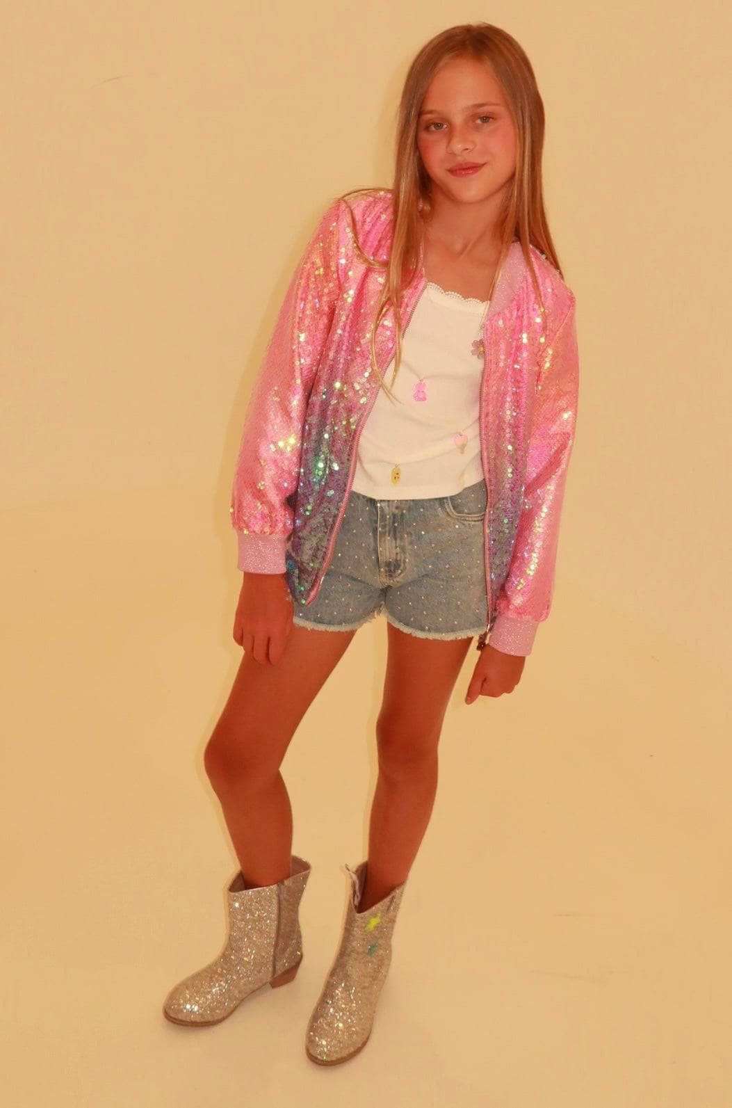 Bubble Gum Shimmer Sequin Bomber