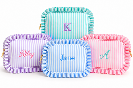 Embroidered Ruffle Pouch