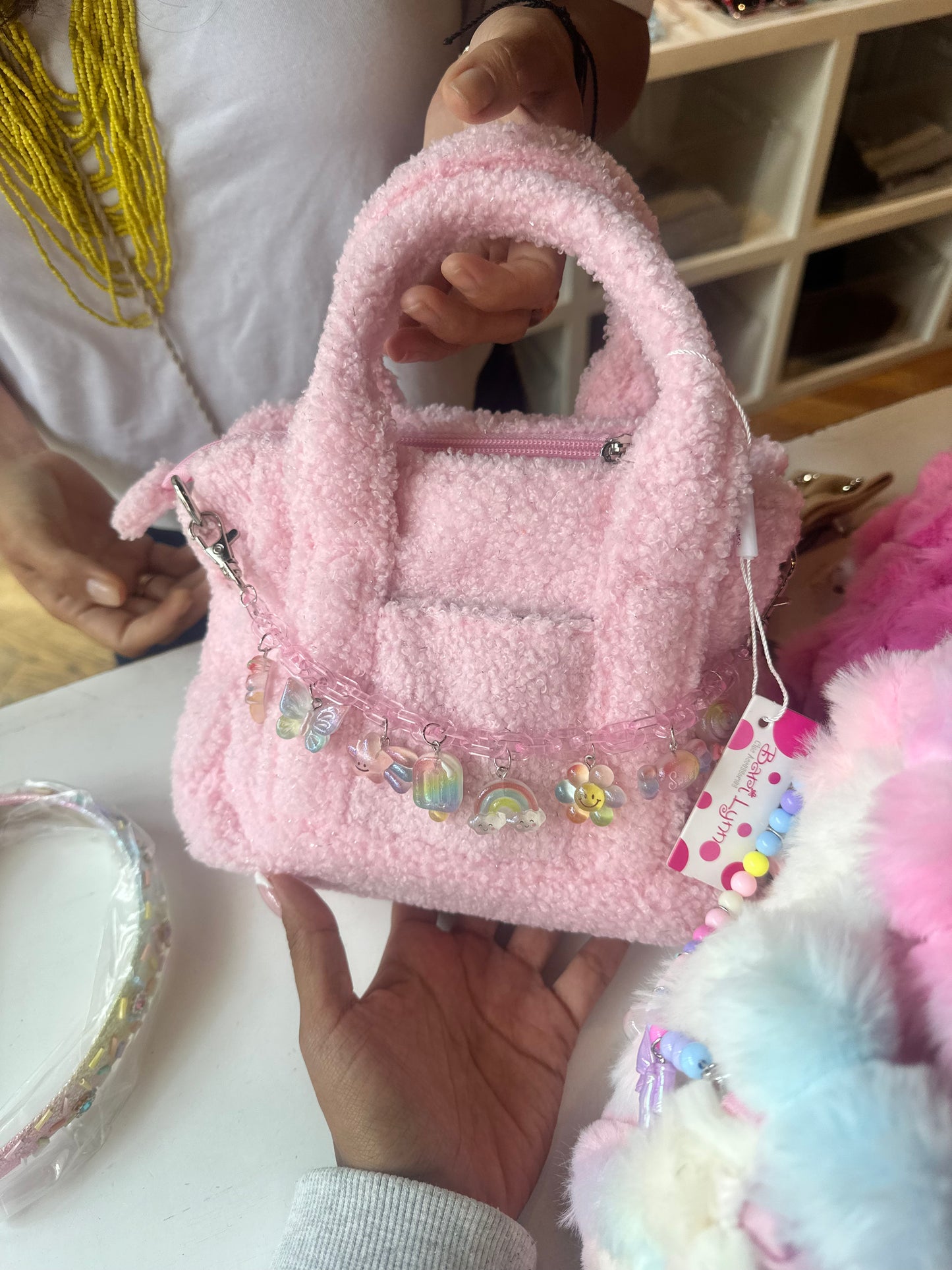 bari lynn sherpa charm bag