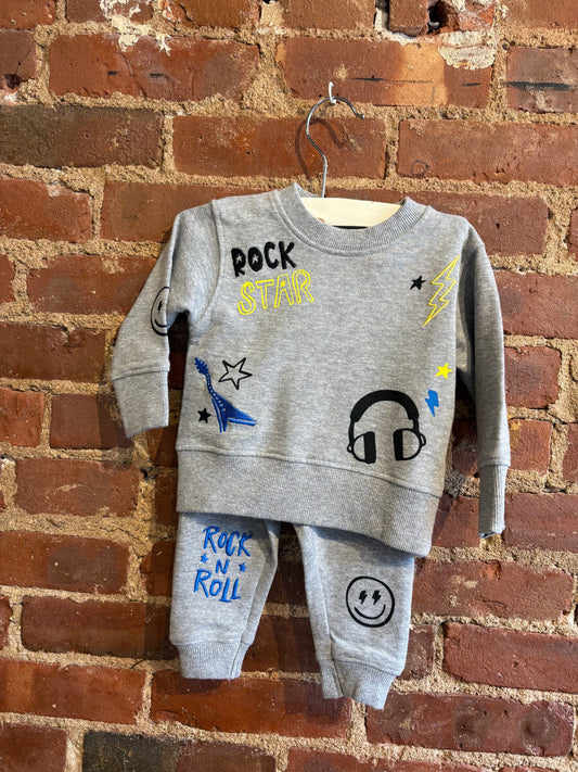 Little Mish Gray Rock Star Sweatsuit