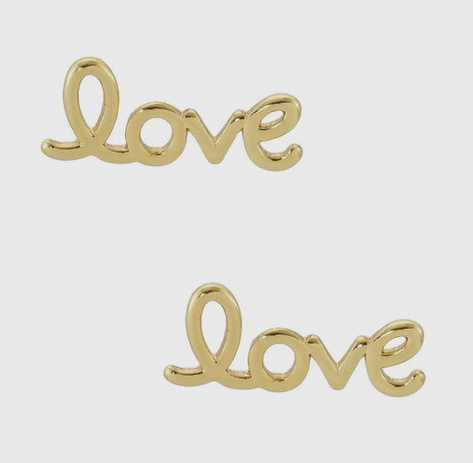Love Lettering Gold Dipped Post Earrings