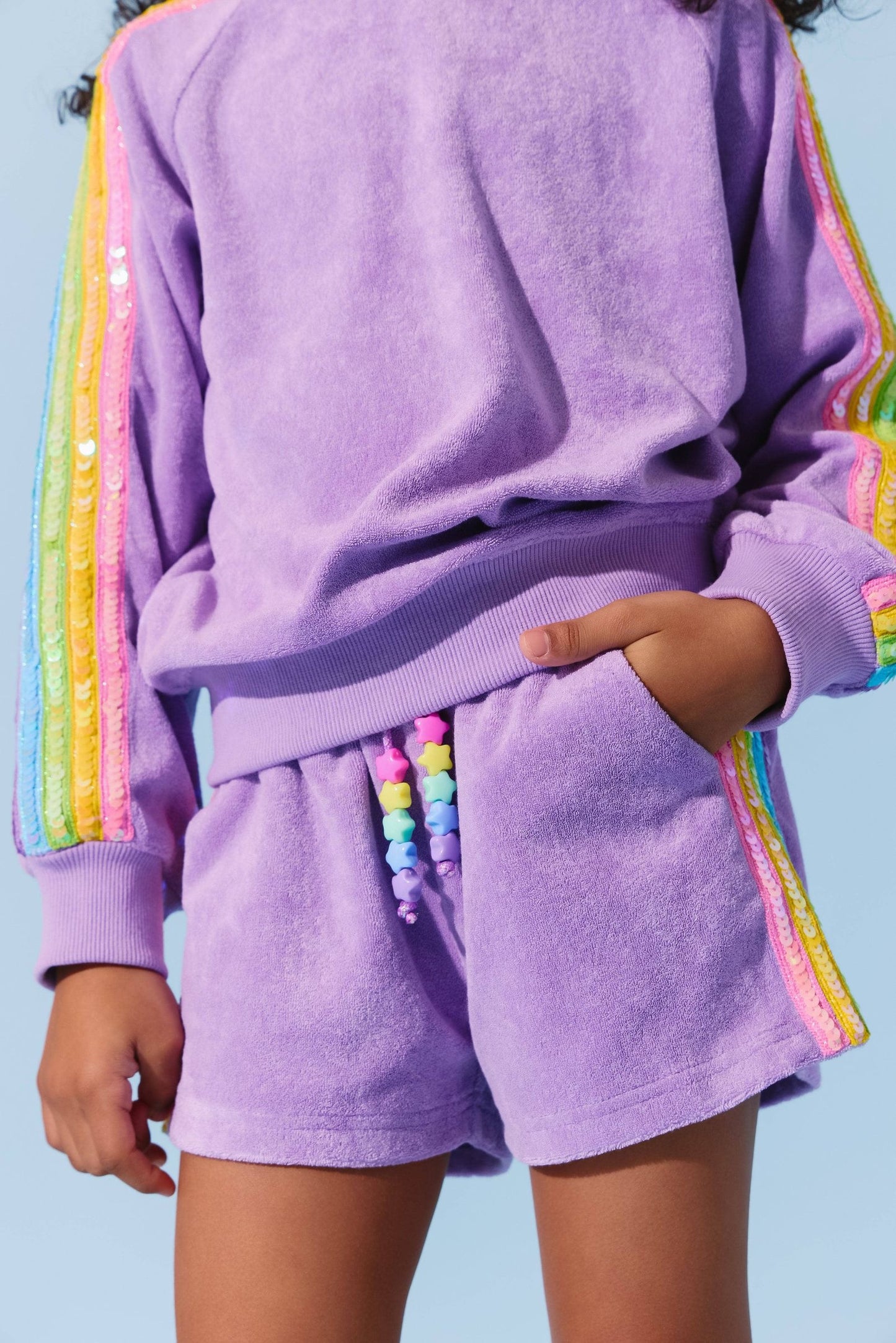 Lavender Rainbow Sequin Stripe Short Set