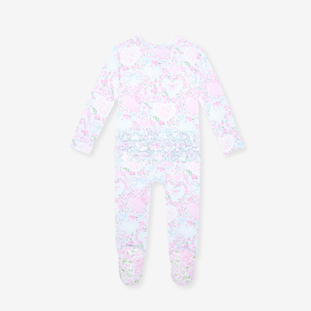 Posh Peanut Josephine Footie Ruffled Zippered Onesie