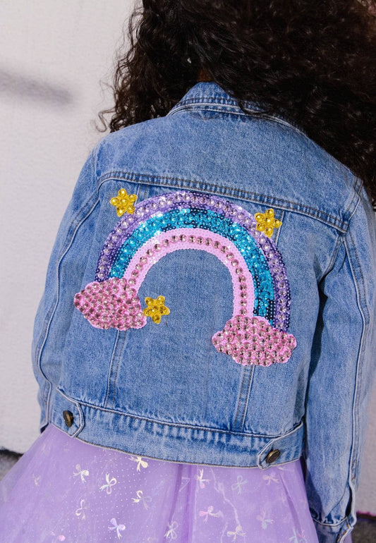 Pastel Rainbow Gems Denim Jacket