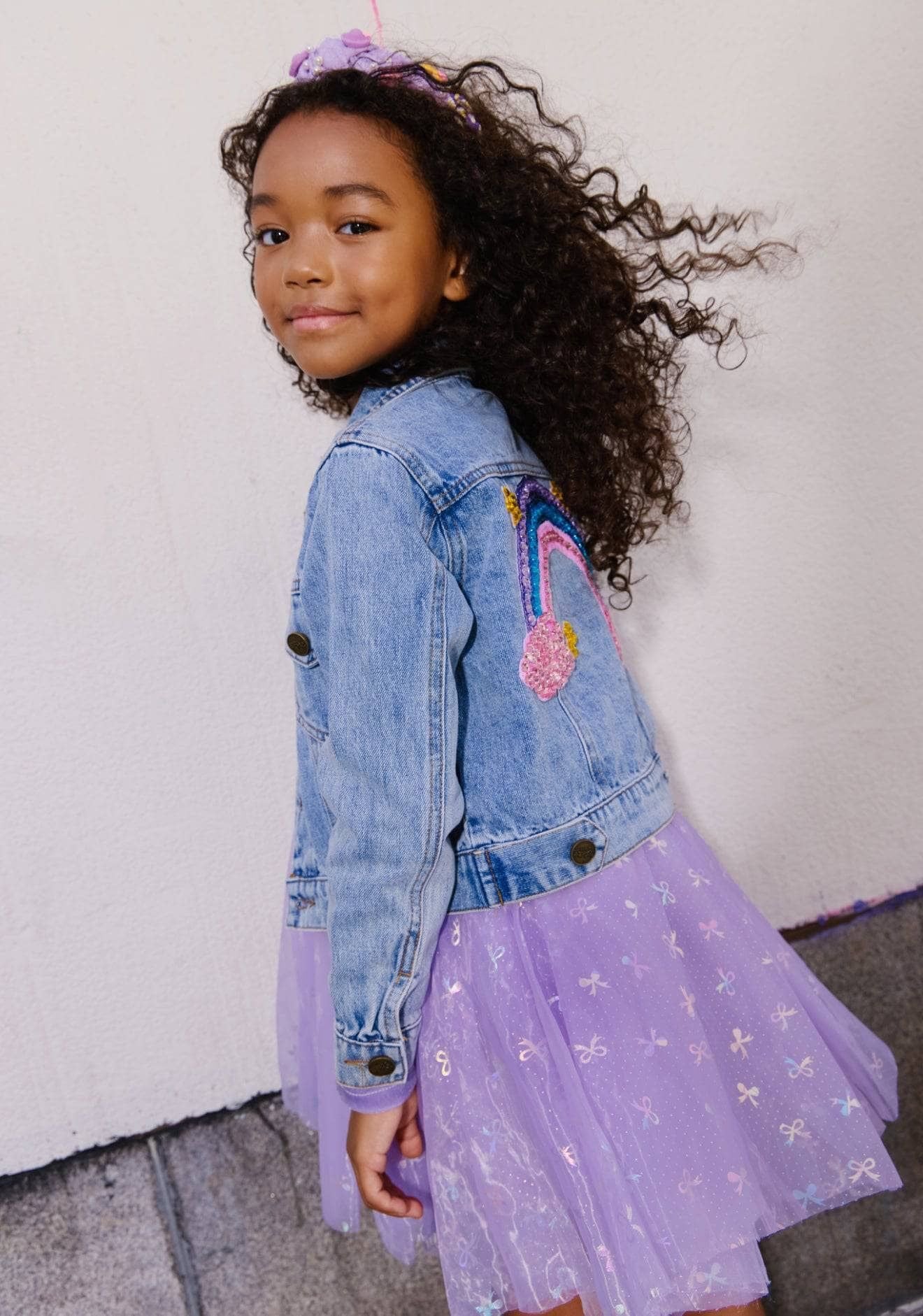 Pastel Rainbow Gems Denim Jacket