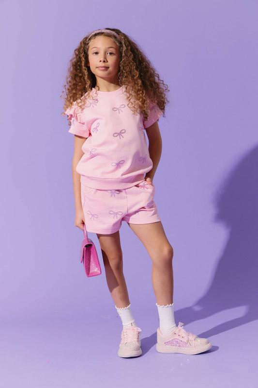 Pretty in Crystal Bows Short Set