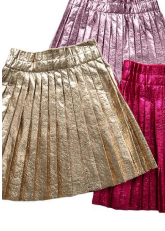 Lola + The Boys Metallic Pleated Skirt