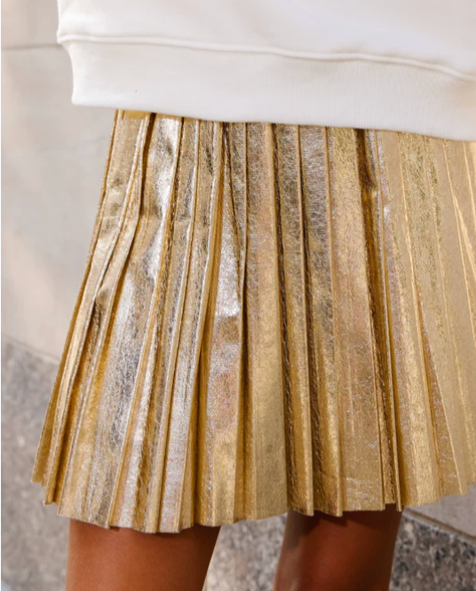Lola + The Boys Metallic Pleated Skirt