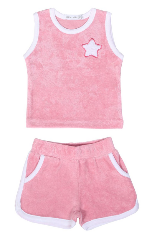 Pink Chenille Star Terry Set