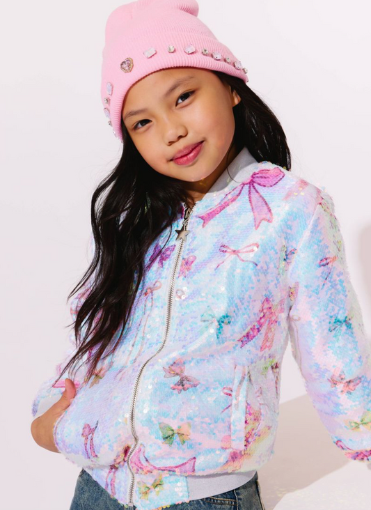 Pretty Bows Sequin Bomber