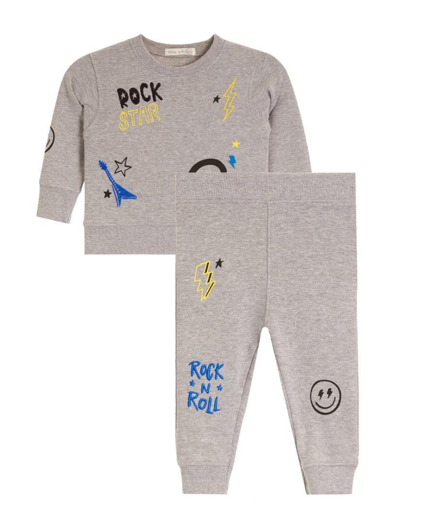 Little Mish Gray Rock Star Sweatsuit