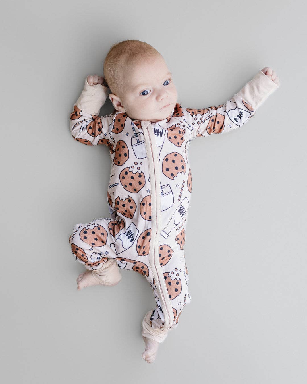 Lucky Panda Kids Bamboo Baby Zip Romper | Milk & Cookies