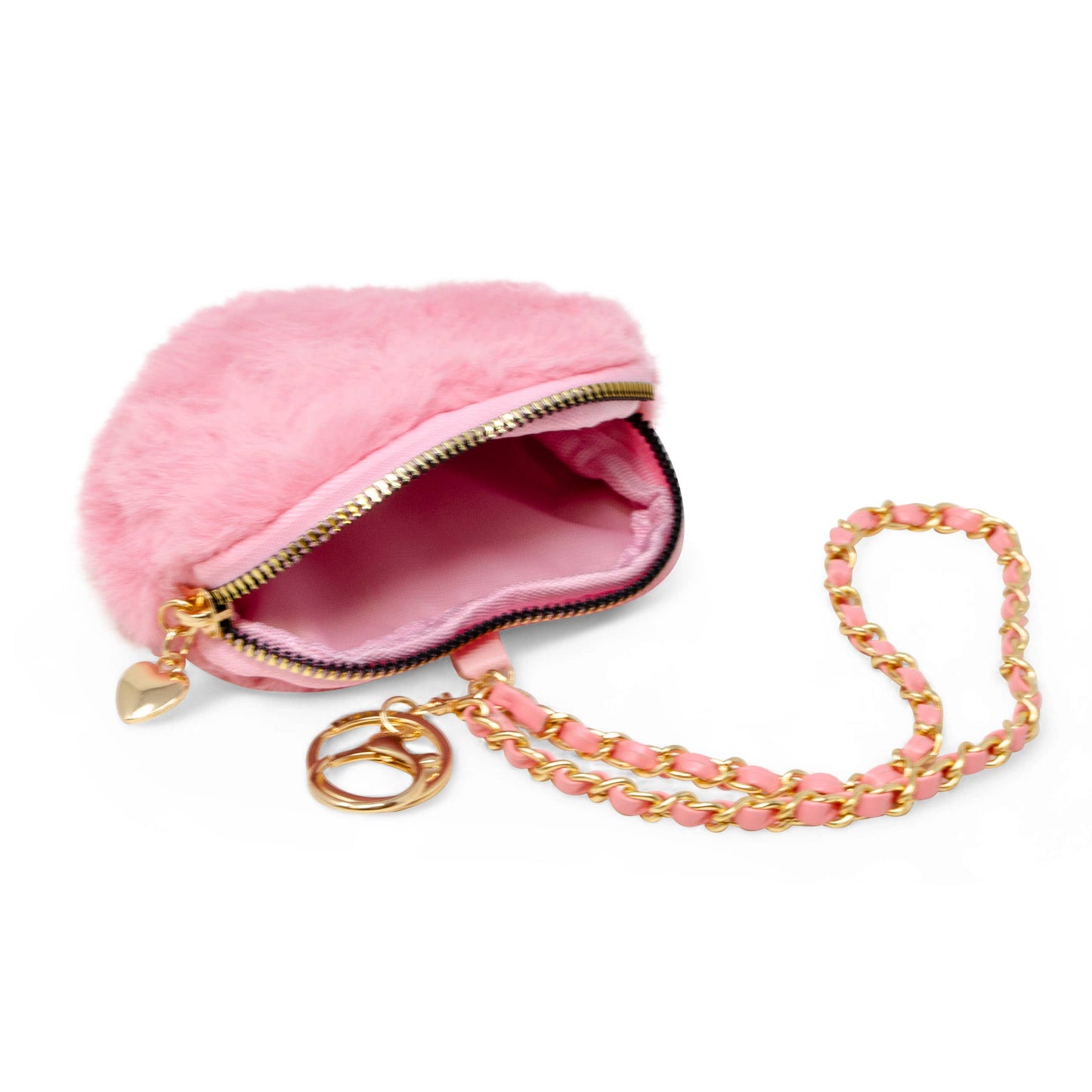 Fuzzy Heart Wristlet Coin Purse