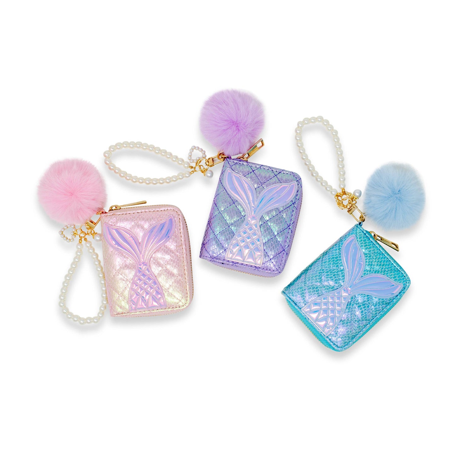 Mermaid Pearl Strap Wallet with Pom-Pom