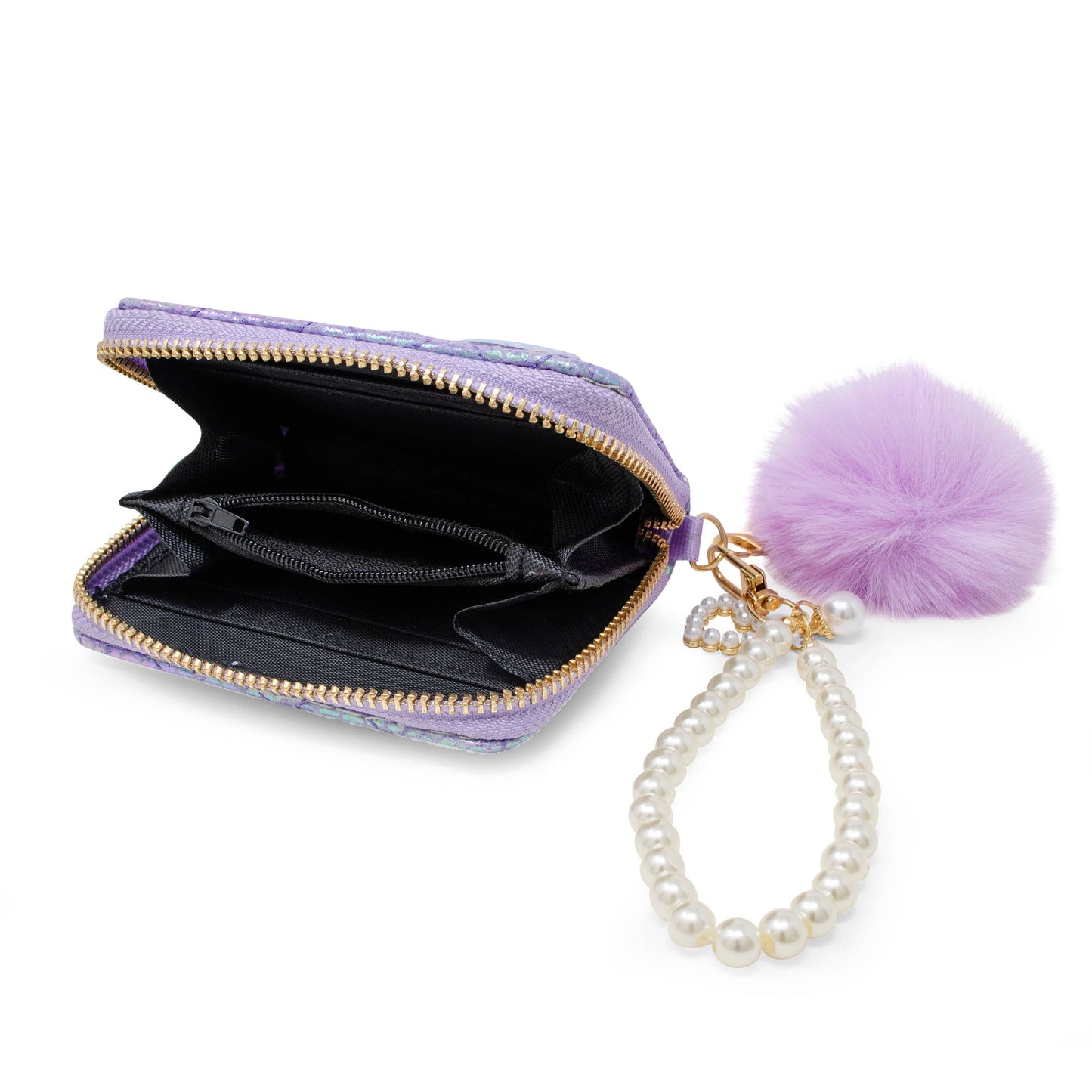 Mermaid Pearl Strap Wallet with Pom-Pom
