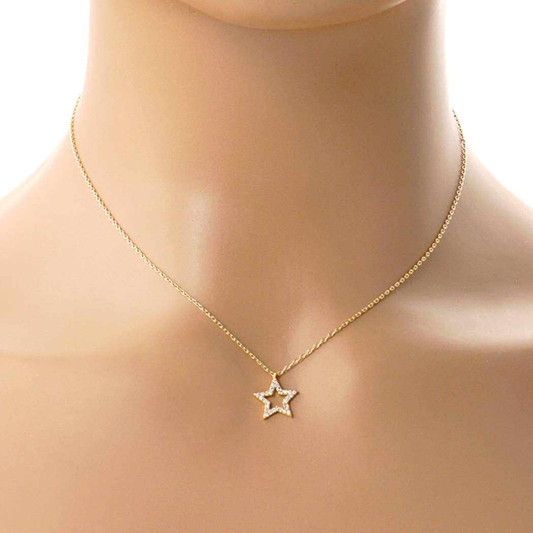 CZ Gold-Dipped Star Necklace