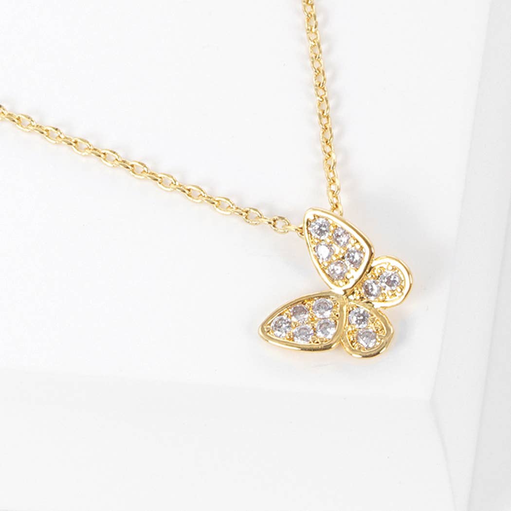 CZ Gold-Dipped Butterfly Necklace
