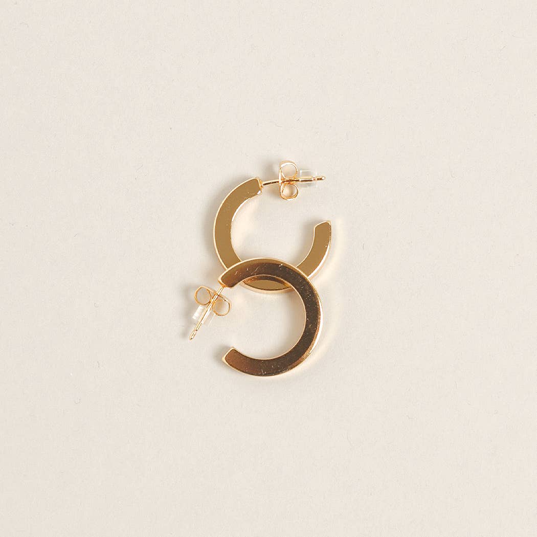14K Gold Dipped Post Hoop Earrings