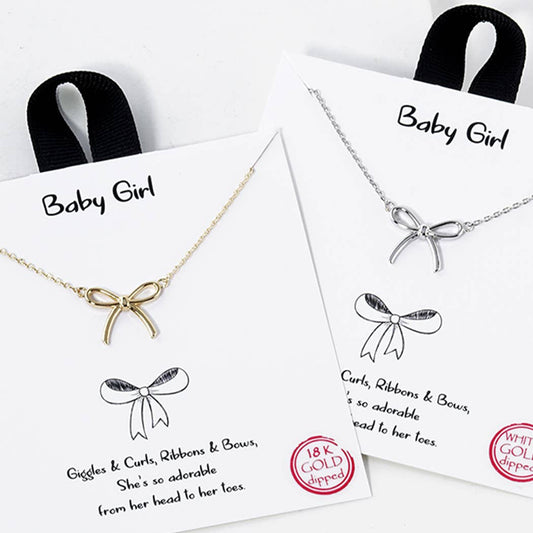 Gold Dipped Girls Bow Charm Necklaces