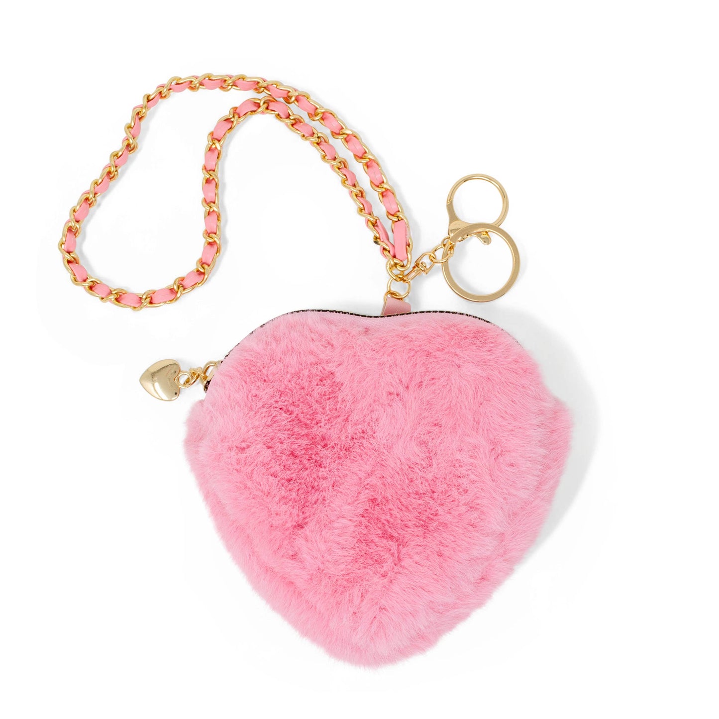 Fuzzy Heart Wristlet Coin Purse