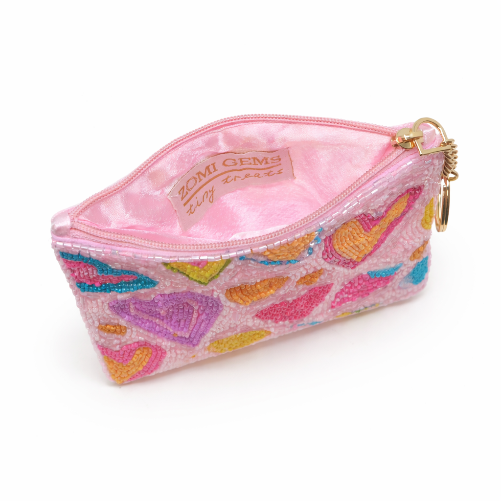 Beaded Zip Pouch Wallet