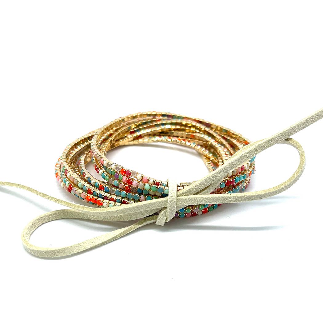 12 Layer Strand Stretch Crystal Stone Bracelets