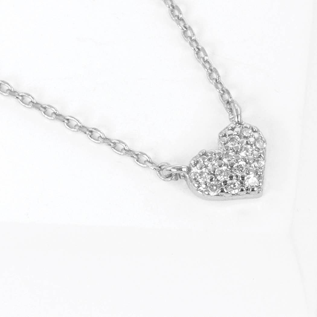 Gold-Dipped CZ Heart Necklace