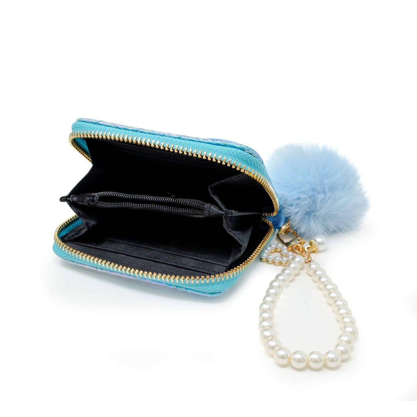 Mermaid Pearl Strap Wallet with Pom-Pom