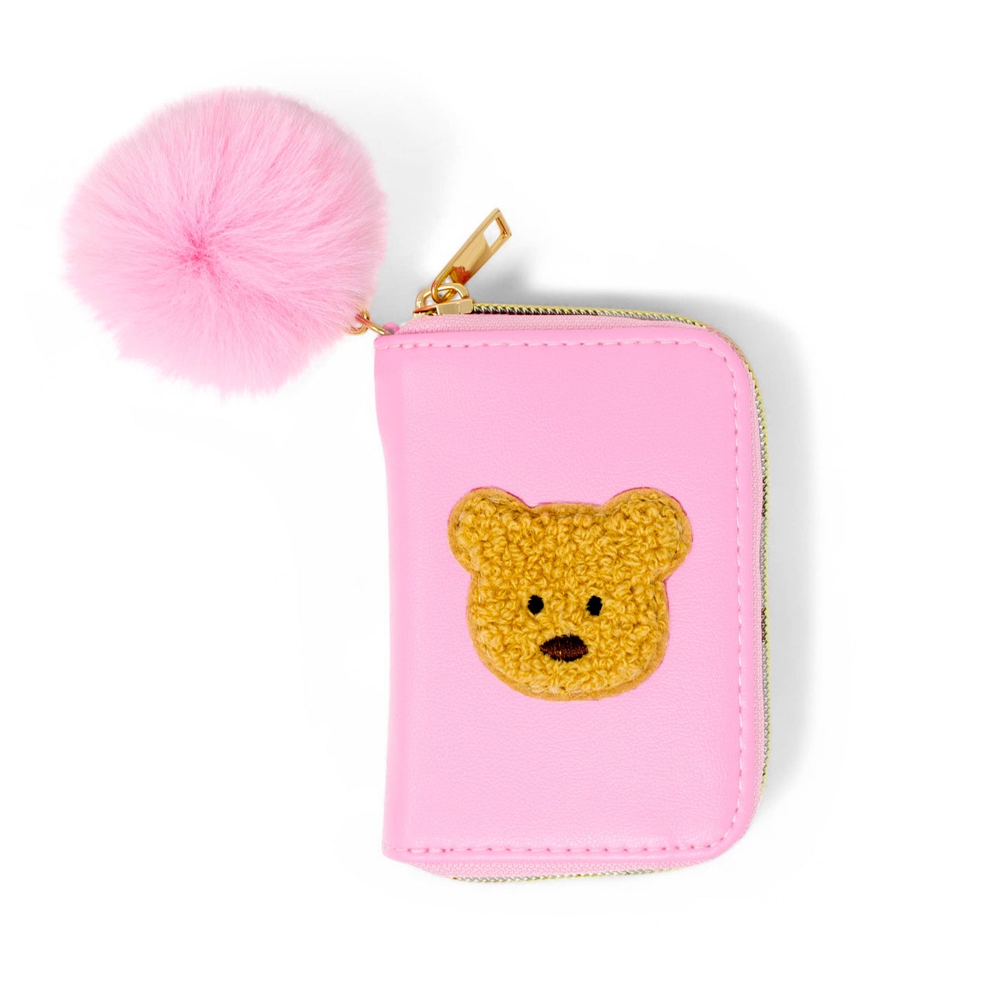 Teddy Pom Pom Zip Wallet
