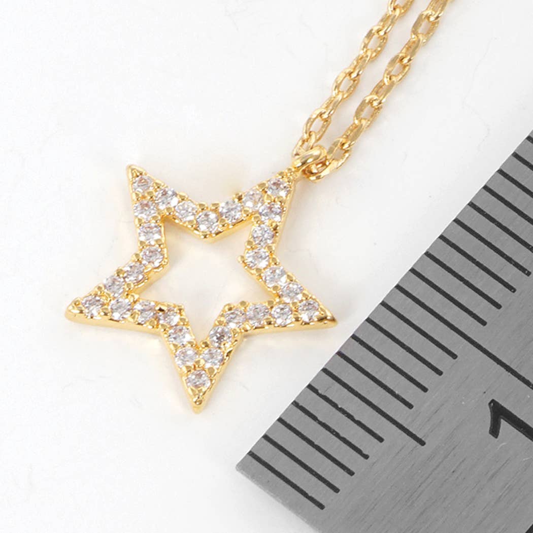 CZ Gold-Dipped Star Necklace