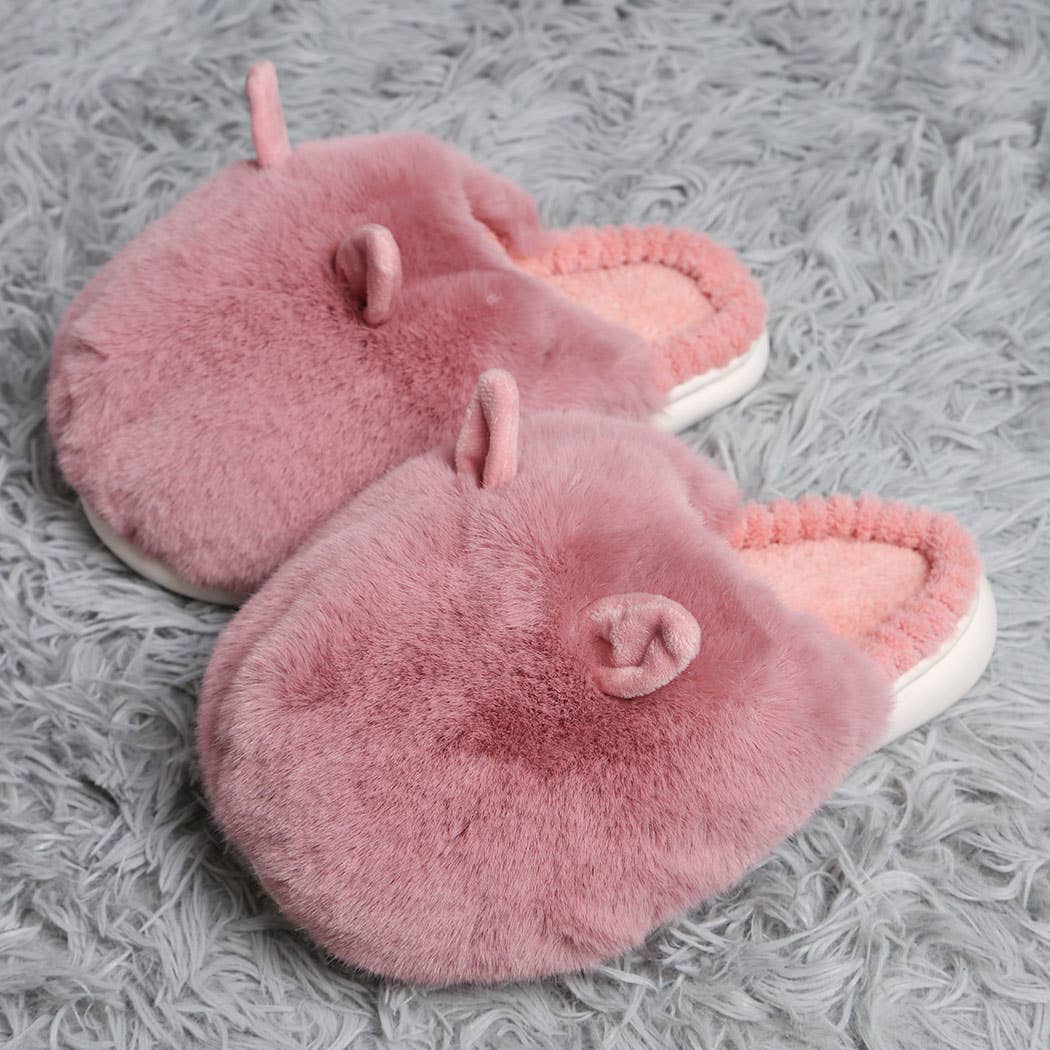 Oversized Faux Fur Bunny Slippers