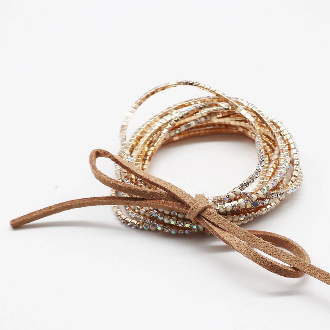 12 Layer Strand Stretch Crystal Stone Bracelets