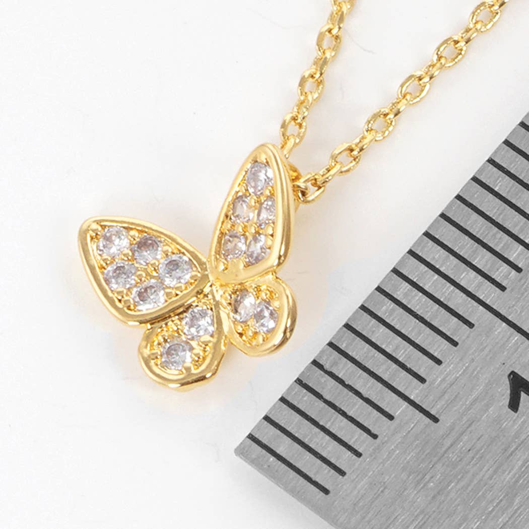CZ Gold-Dipped Butterfly Necklace