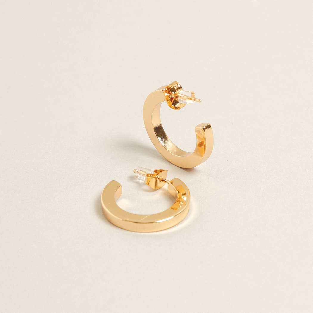 14K Gold Dipped Post Hoop Earrings